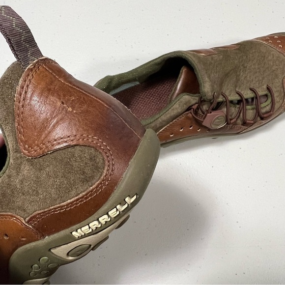 Merrell Bria Olive Green Suede Leather Bungee Lace Slip on Shoes - Picture 7 of 7
